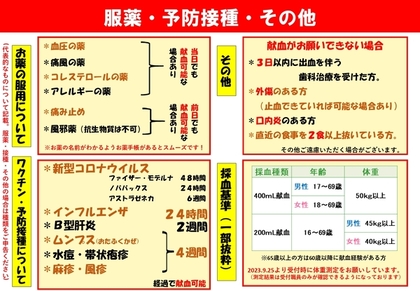 献血ができる条件を示した画像