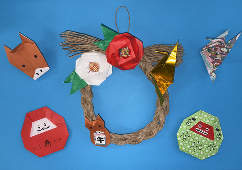 折り紙で作る正月飾りの作品例(写真）